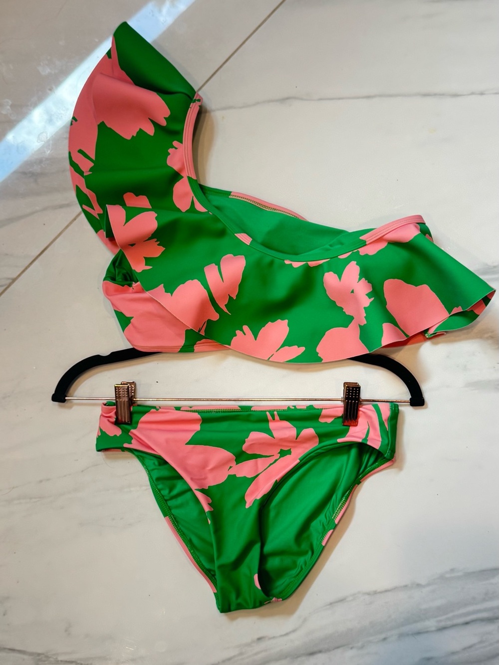 NWOT - Antonio Melani Green & Pink Floral Two-Piece Swim Set